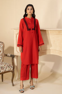 LW-11 Red Embroidered 2Pc - LA ROSAA